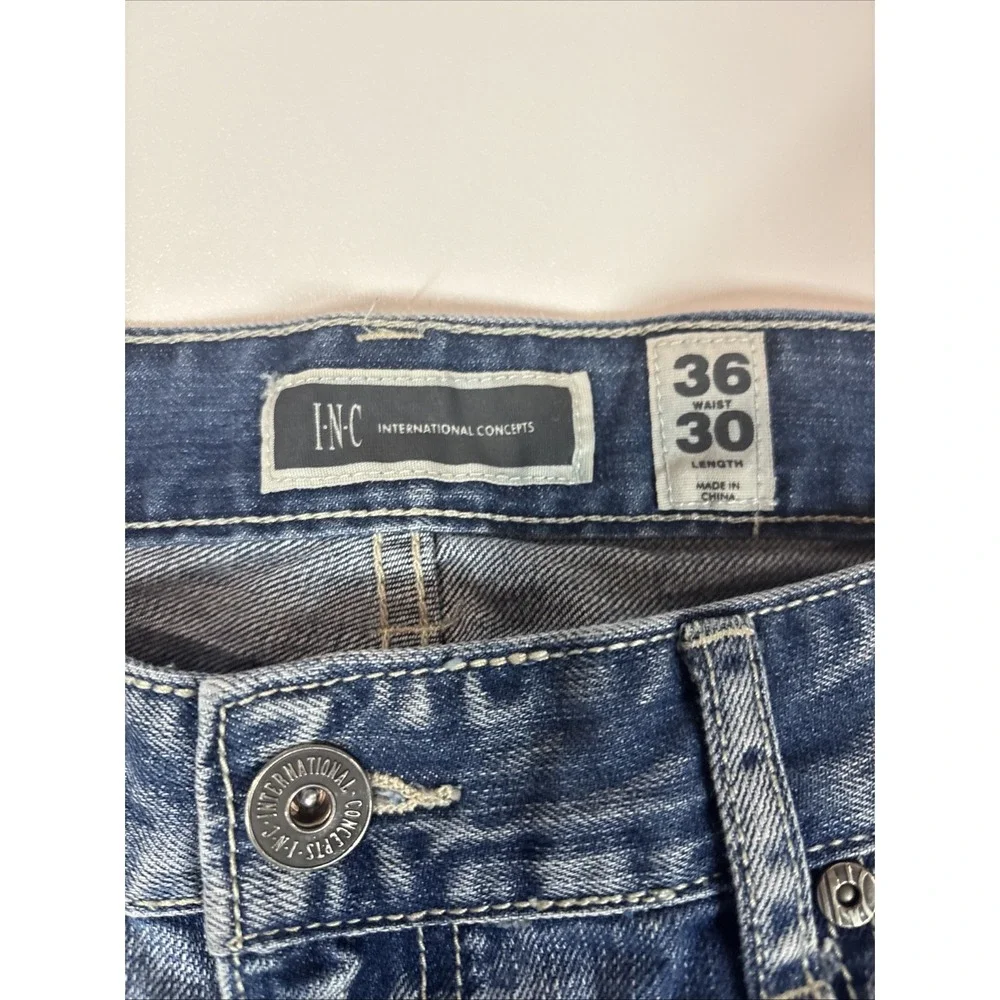 INC Jeans Men's 34x32 Denim Blue Berlin Slim Straight Leg Jean Preowned Good